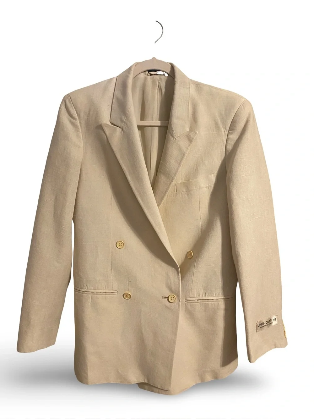 Classic Beige Double-Breasted Men's Blazer